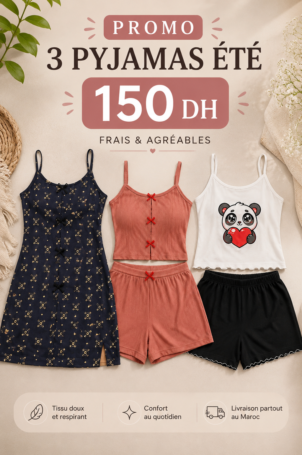 Pack 3 pyjamas été